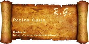 Rozina Gyula névjegykártya
